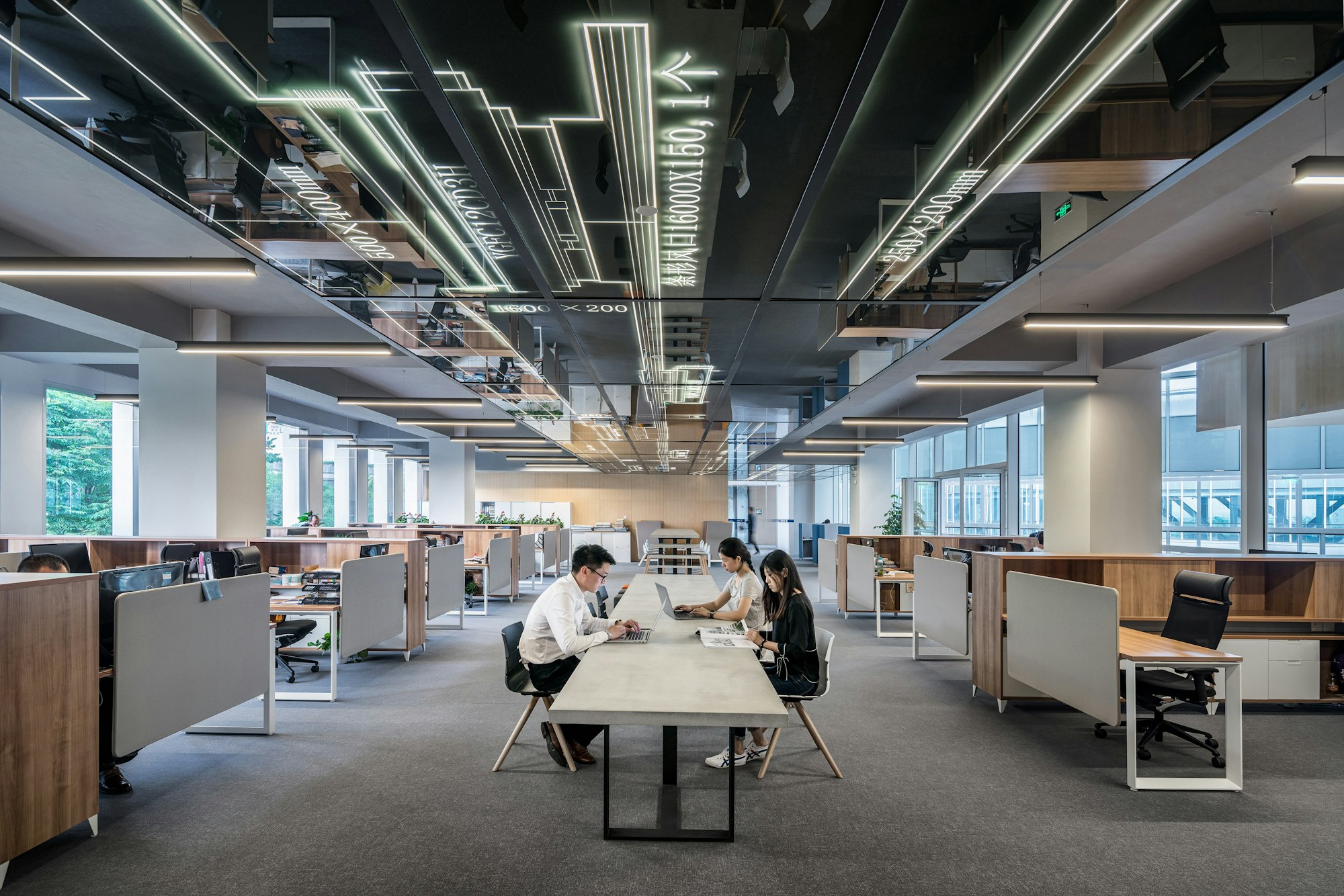 An open workspace seen from above